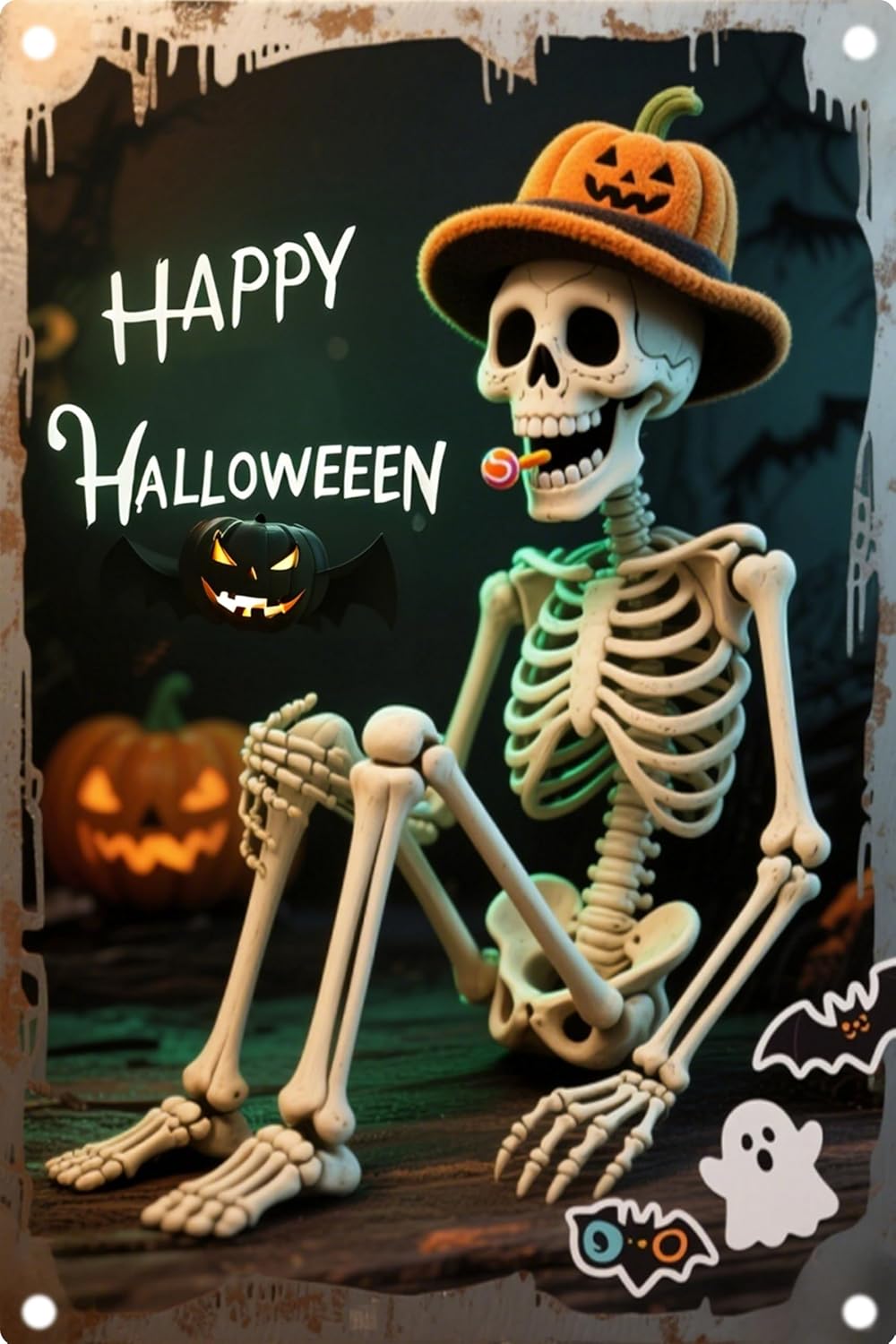 Vintage Stay Positive Sign, Vintage Metal Tin Sign - 8x12In Halloween Skull Decor Retro Wall Art Indoor Outdoor for Living Room Bedroom Office Bar Garage Man Cave Decor Ideal Gift for Housewarming Birthday