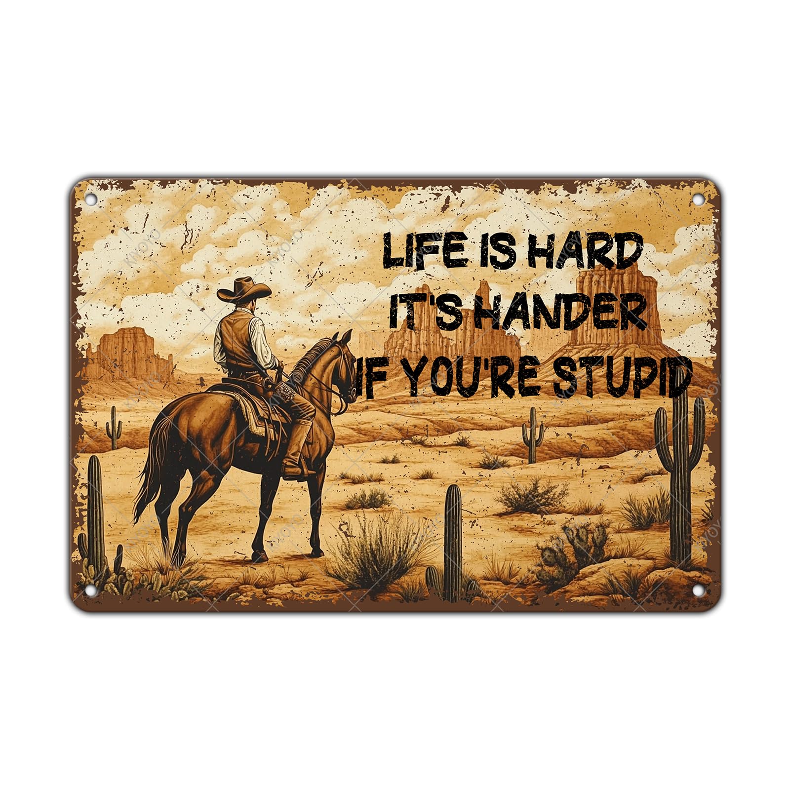 Vintage Metal Tin Sign You Don't Stop Riding When You Get Old Retro Wall Art Decor Woman Riding Horse Under Moon 12x8 Inch