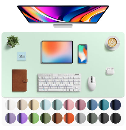 Aothia Non-Slip Waterproof PU Leather Desk Pad Protector for Mouse, Writing Desk, Office, Home, Laptop Blotter, 23.6" x 13.7", Black