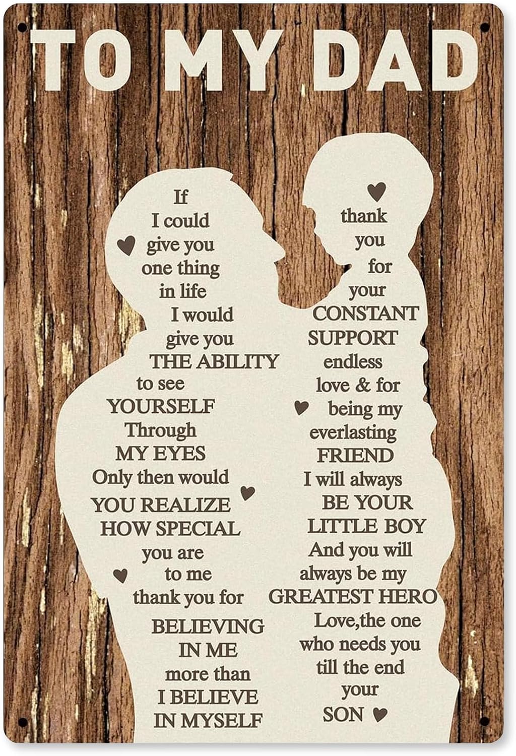 Fathers Day Birthday Gifts From Son Dad Gift 12x8In Print Wall Art Metal Plaque Vintage Tin Sign Home Wall decor Personalized Father's Day Gifts Ideas for Dads Husband Men Him