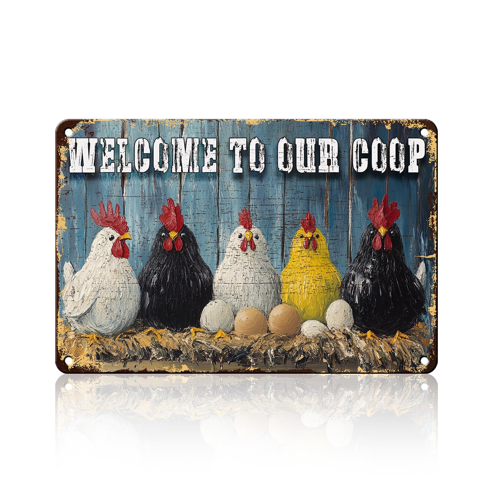 Funny Chicken Signs Welcome To My Kitchen Humorous Cartoon Rooster Cooking Aluminium Sign Metal Chicken Signs Decor Home Ktichen Farm Are Wall 12x8 Inch Vintage Chicken Signs Metal Tin Poster
