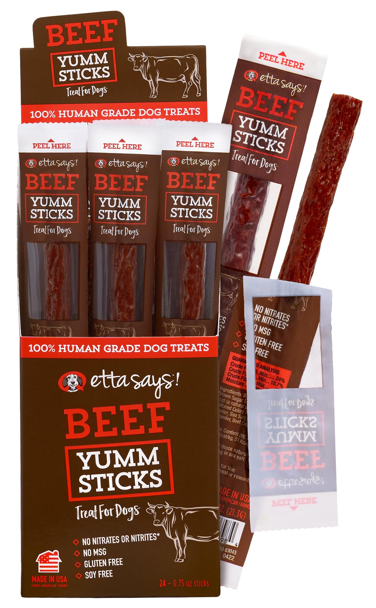 etta says! Yumm Sticks - Real Meat Dog Jerky Treats - Beef, Chicken, Pork, and Turkey Variety Pack - Human Grade - Made in The USA (24 Count Pack of 1)