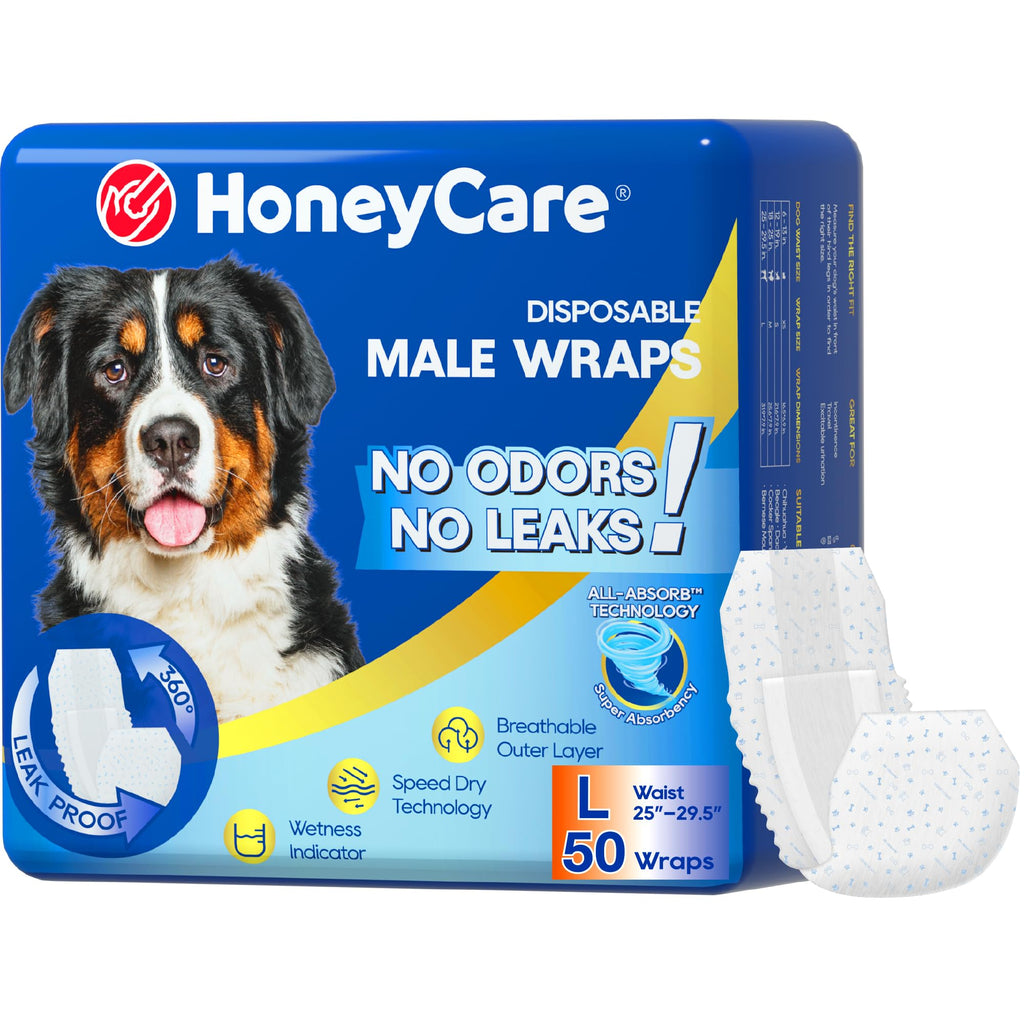 HONEY CARE All-Absorb A26 Male Dog Wrap, 50 Count, Small