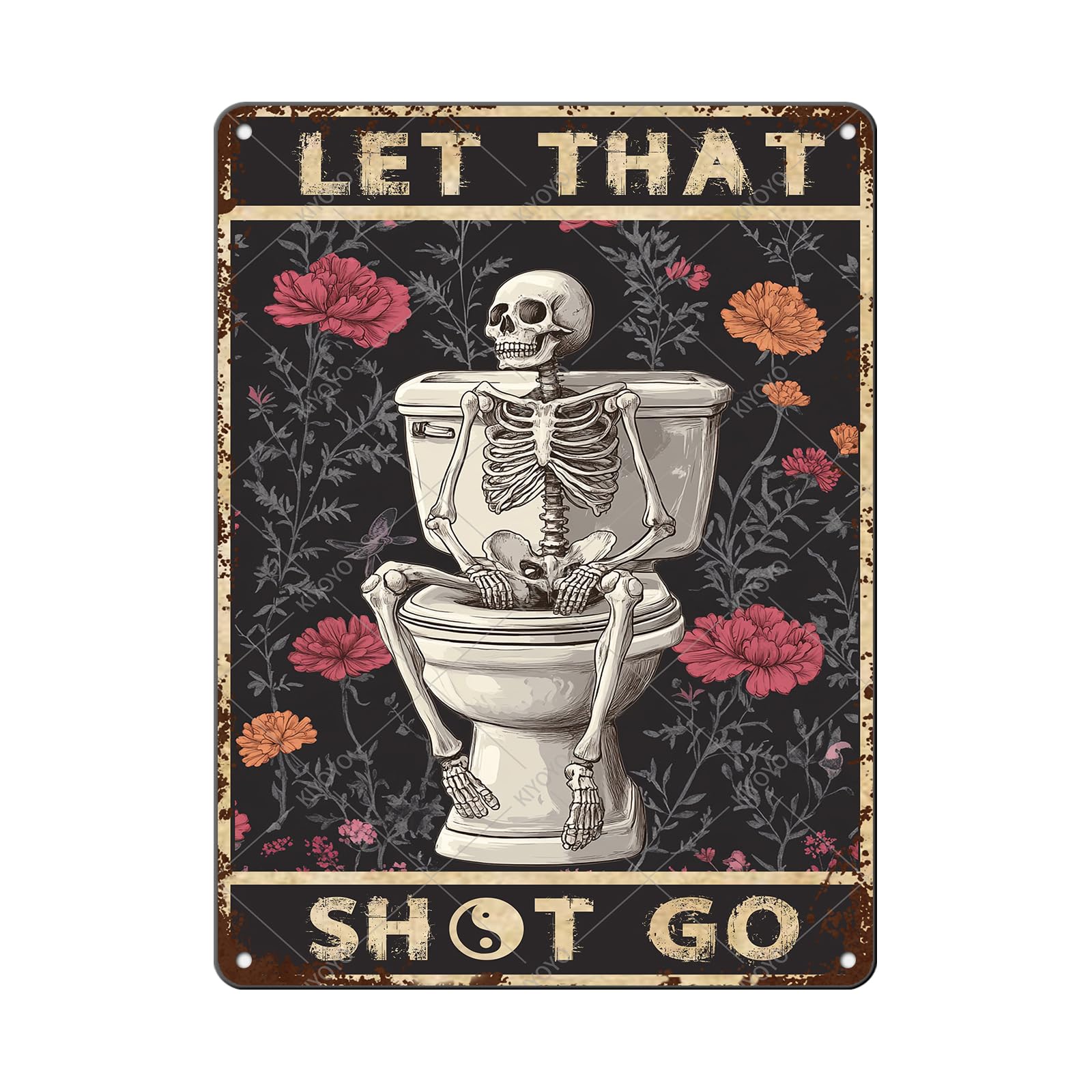 Funny Bear Metal Tin Sign Black and White Bathroom Vintage Bathroom Signs Restroom Wall Decor 12x8 Inch