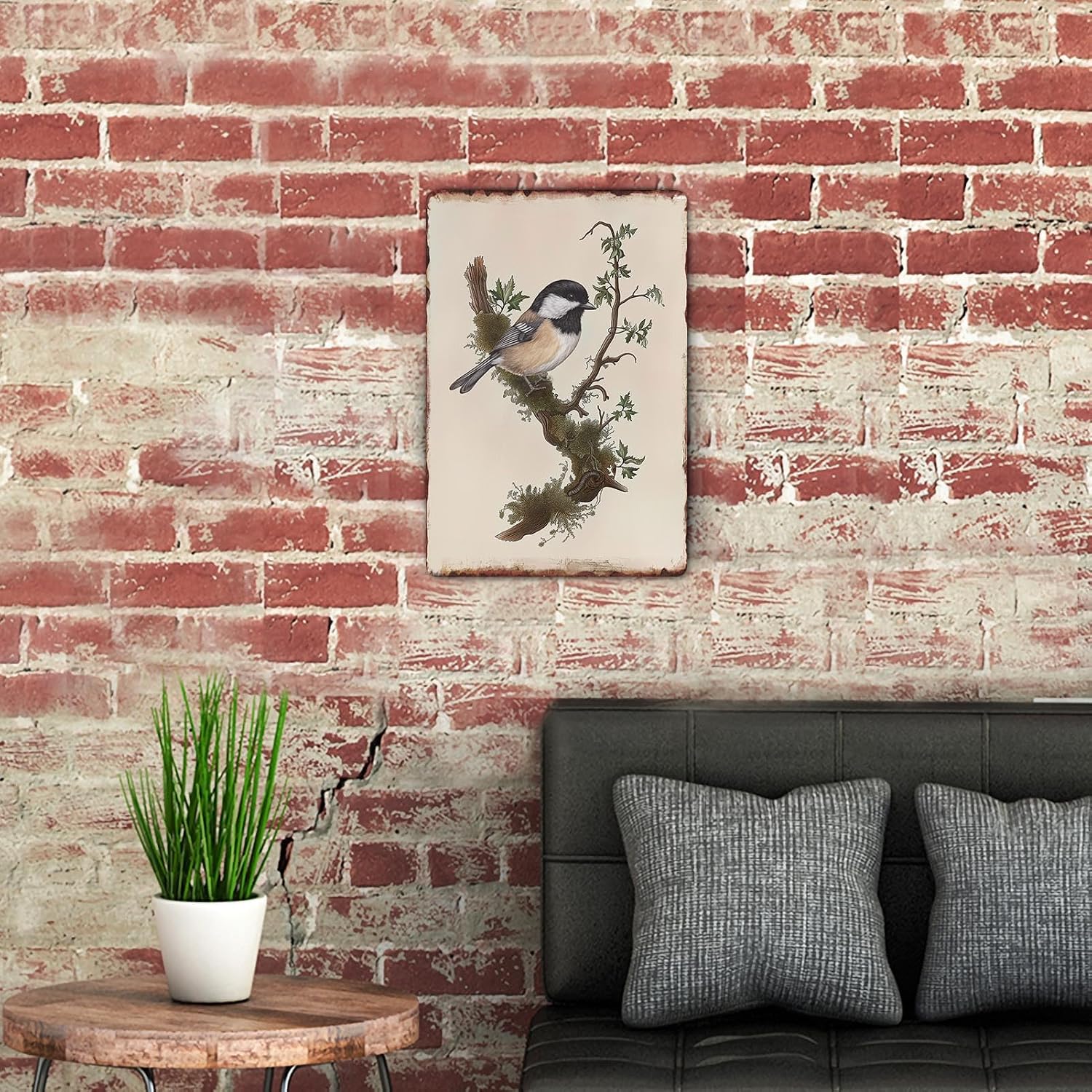 Sanwarm Metal Sign 8X12 Inch, Chickadee Bird Chickadee Retro Wildlife Vintage Tin Sign Wall Art Decor for Home, Living Room, Kitchen, Garden, Bedroom, Office, Hotel, Cafe And Pub Decoration