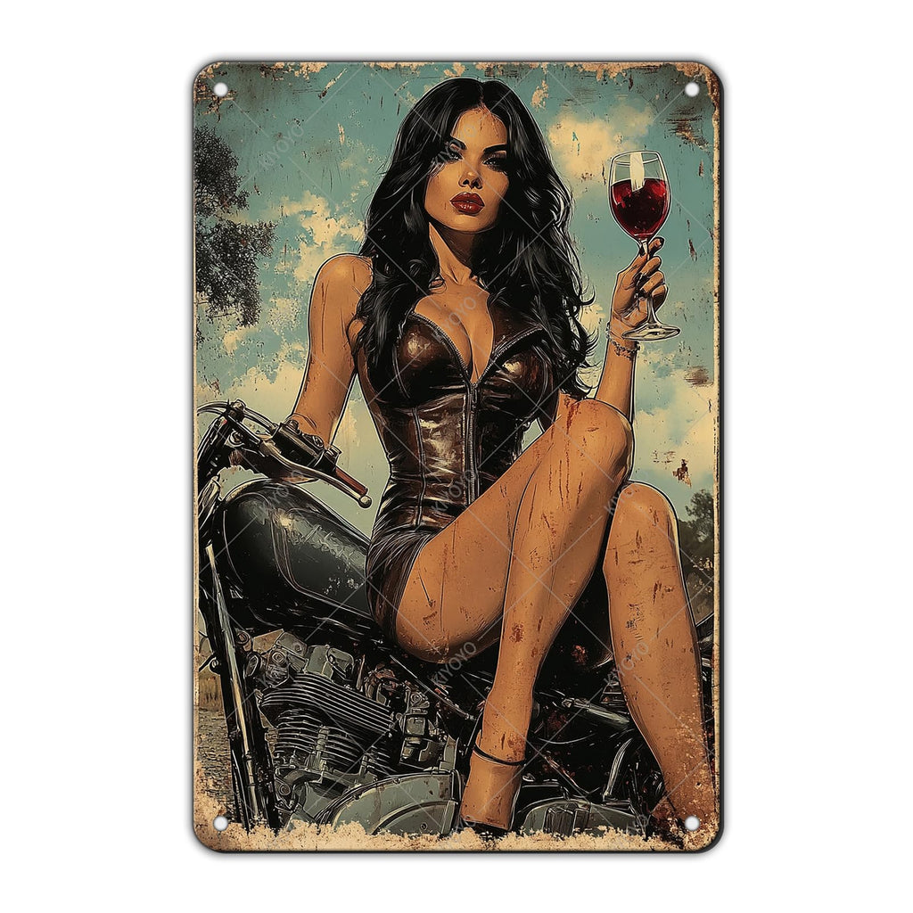 50s Pin up Girl Fishing Metal Tin Sign Open Fly Season Wall Decor Home Angler Cafes Lake House Seascape 12x8 Inch