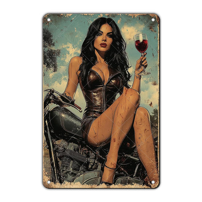 50s Pin up Girl Fishing Metal Tin Sign Open Fly Season Wall Decor Home Angler Cafes Lake House Seascape 12x8 Inch