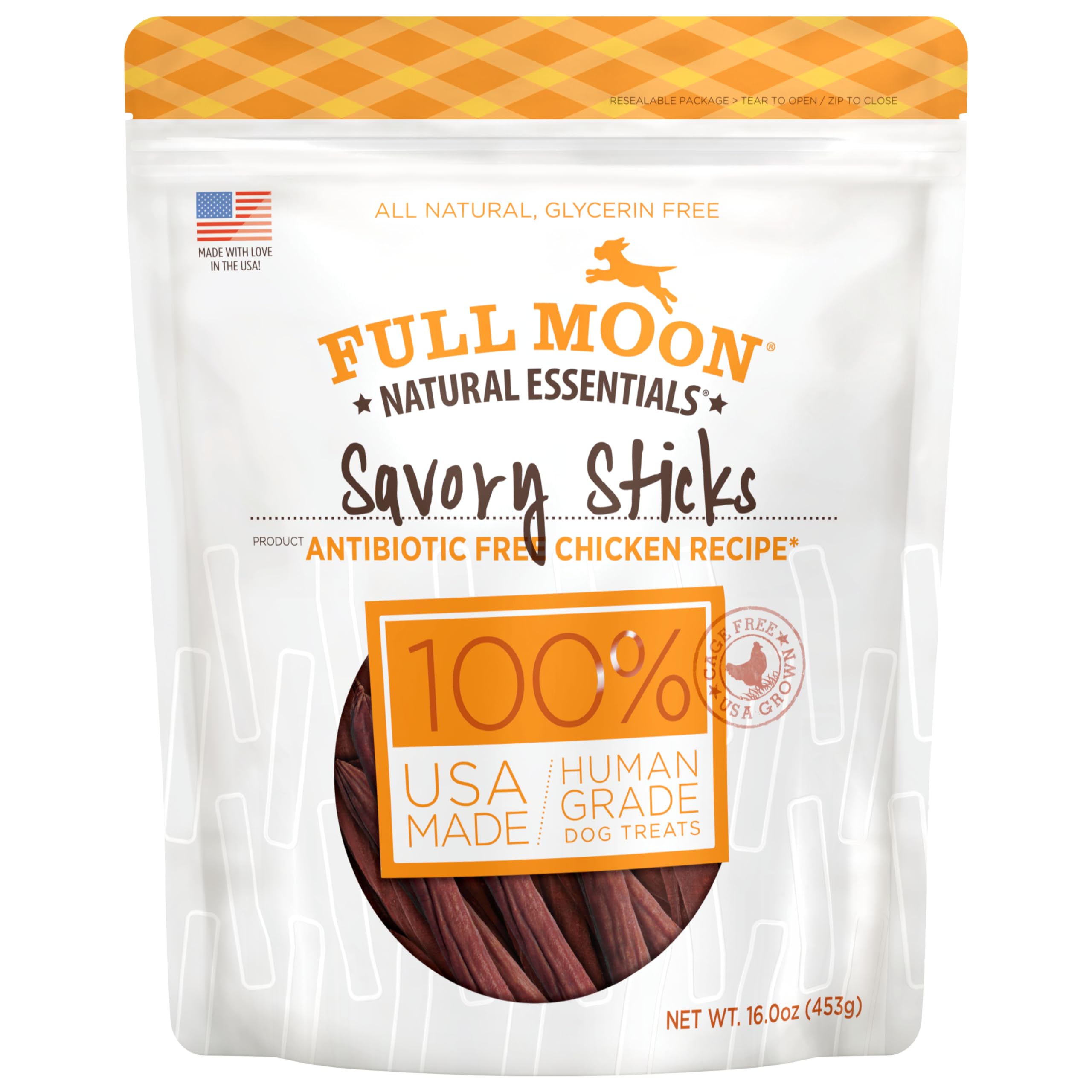 Full Moon All Natural Human Grade Dog Treats, Essential Beef Savory Sticks, 22 Ounce, 1.375 Pound (Pack of 1)