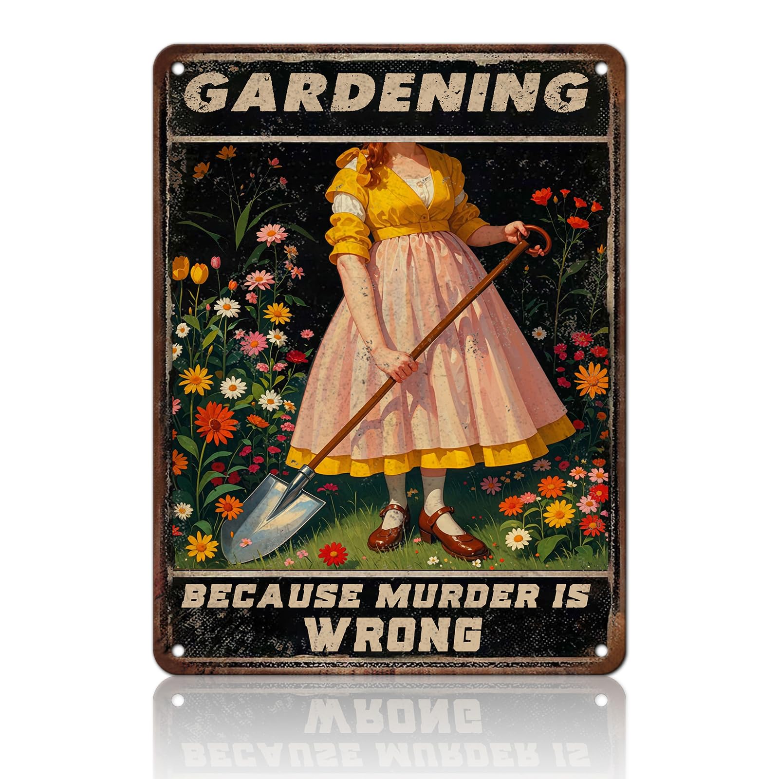 KIYOYO Vintage Tin Metal Sign Poster Grow Positive Thoughts Vintage Poster Flower Head Girl Poster Mental Health Poster Motivational Poster Emotions Poster Vintage Wall Home Decor 8x12 Inch