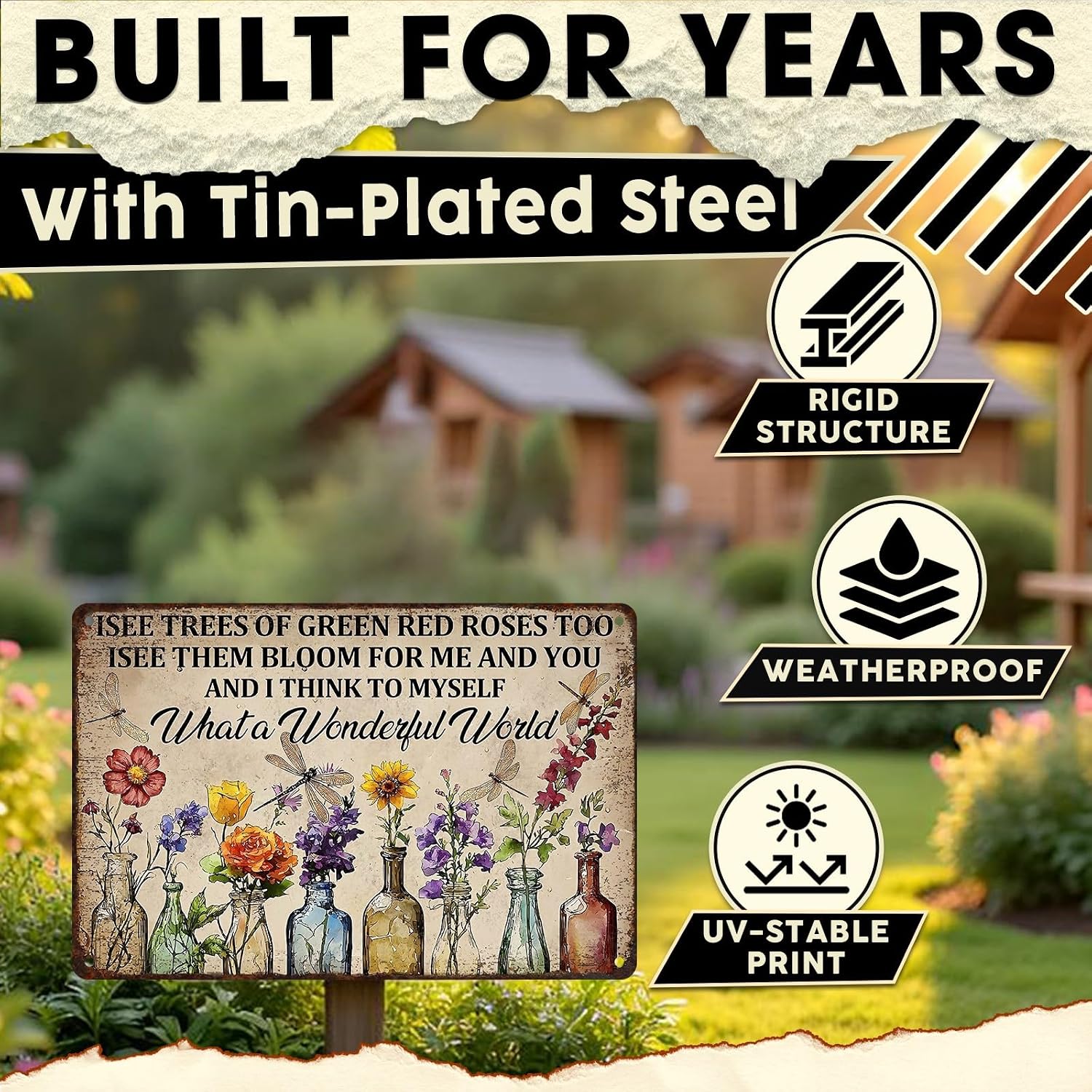 Vintage Rustic Botanical Garden Decor Metal Tin Sign Dragonfly Flower Wall Art Plaque Gifts For Women Mom Plant Lover Outdoor Patio Sunroom Backyard Porch 8x12 Inch