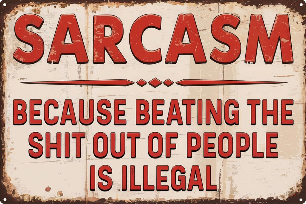 Sarcastic Metal Retro Tin Sign 8x12 in Funny Poster for Outdoor Wall Decor Street Yard Porch Garage Home Cafe Bar Club Farm Garden for Man Cave Store Art Holiday Gift