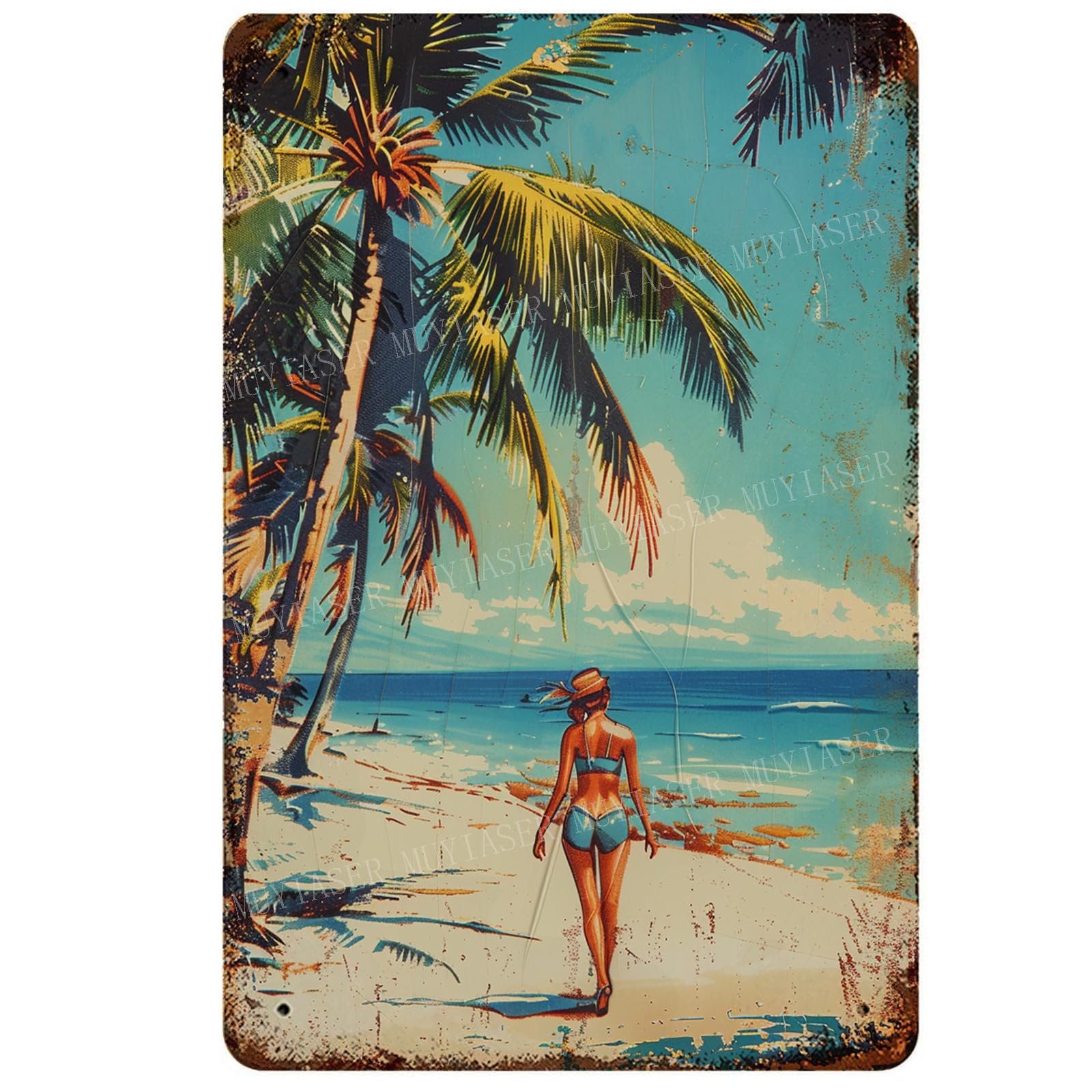 Metal Signs Vintage Beach Decor Retro Aluminum Tin Sign for Beach Kitchen Office Home Bar Cafe Decor 8x12 Inch