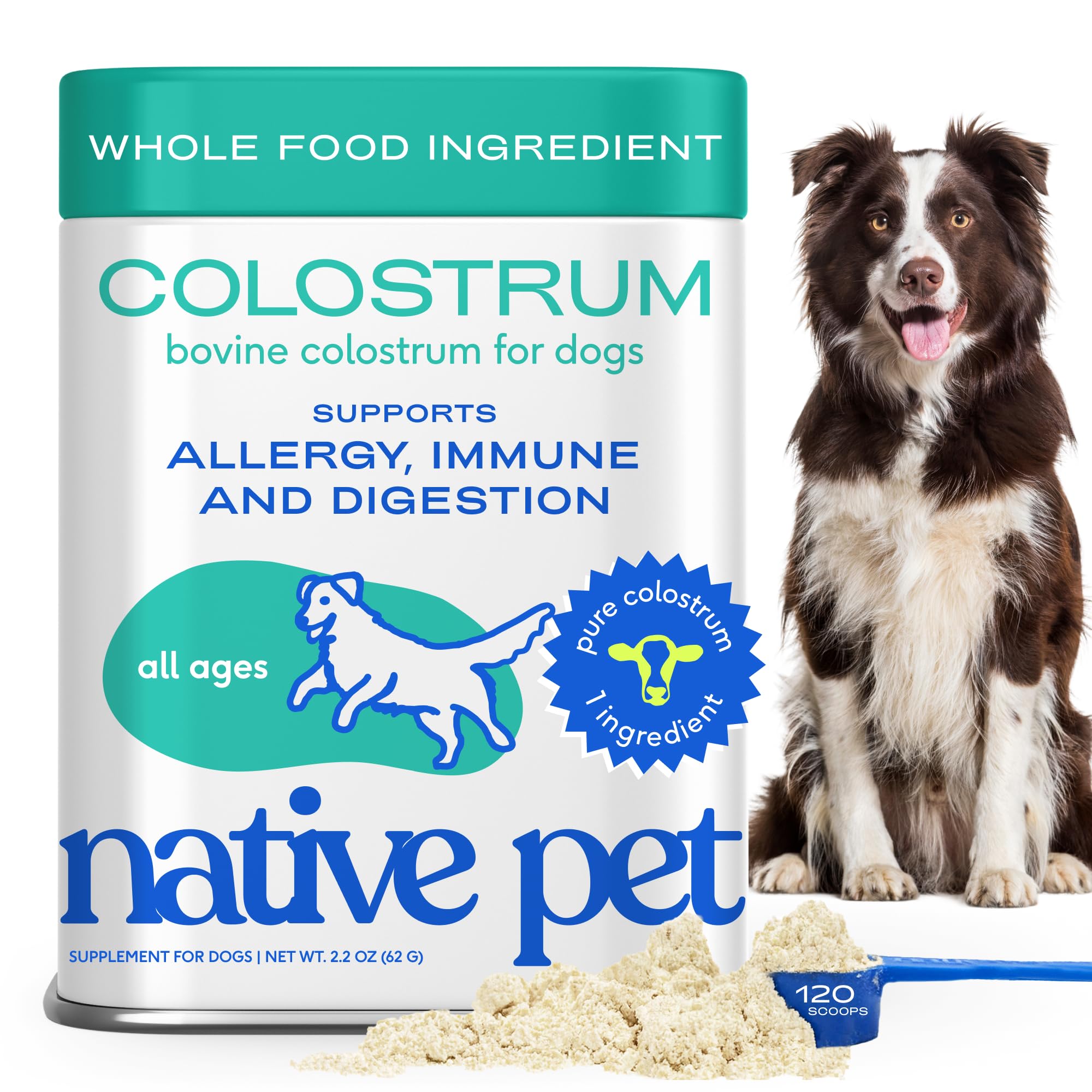 Native Pet Dog Allergy Chews - Dog Allergy Relief for Medium Breeds - Supports Seasonal Itch Relief, Healthy Immune Function & Reduces Sneezing - Colostrum, Spirulina, & Probiotics - 30 Days Supply
