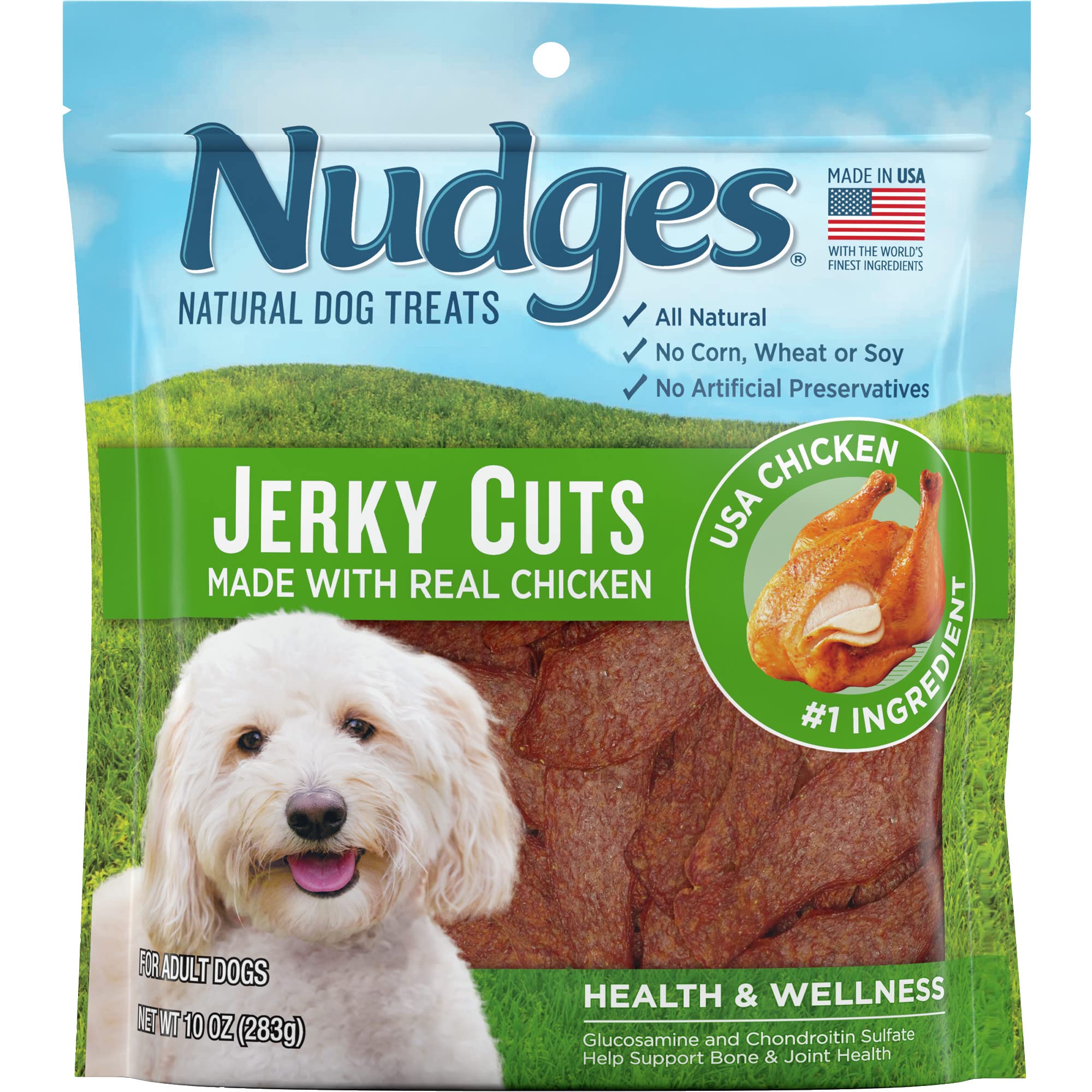 Blue Buffalo Nudges Chicken Jerky Bites Natural Dog Treats, Tender & Meaty Dog Snacks, Healthy Reward or Training Treat, Made in the USA with Real Chicken, No Artificial Preservatives, 16 oz.