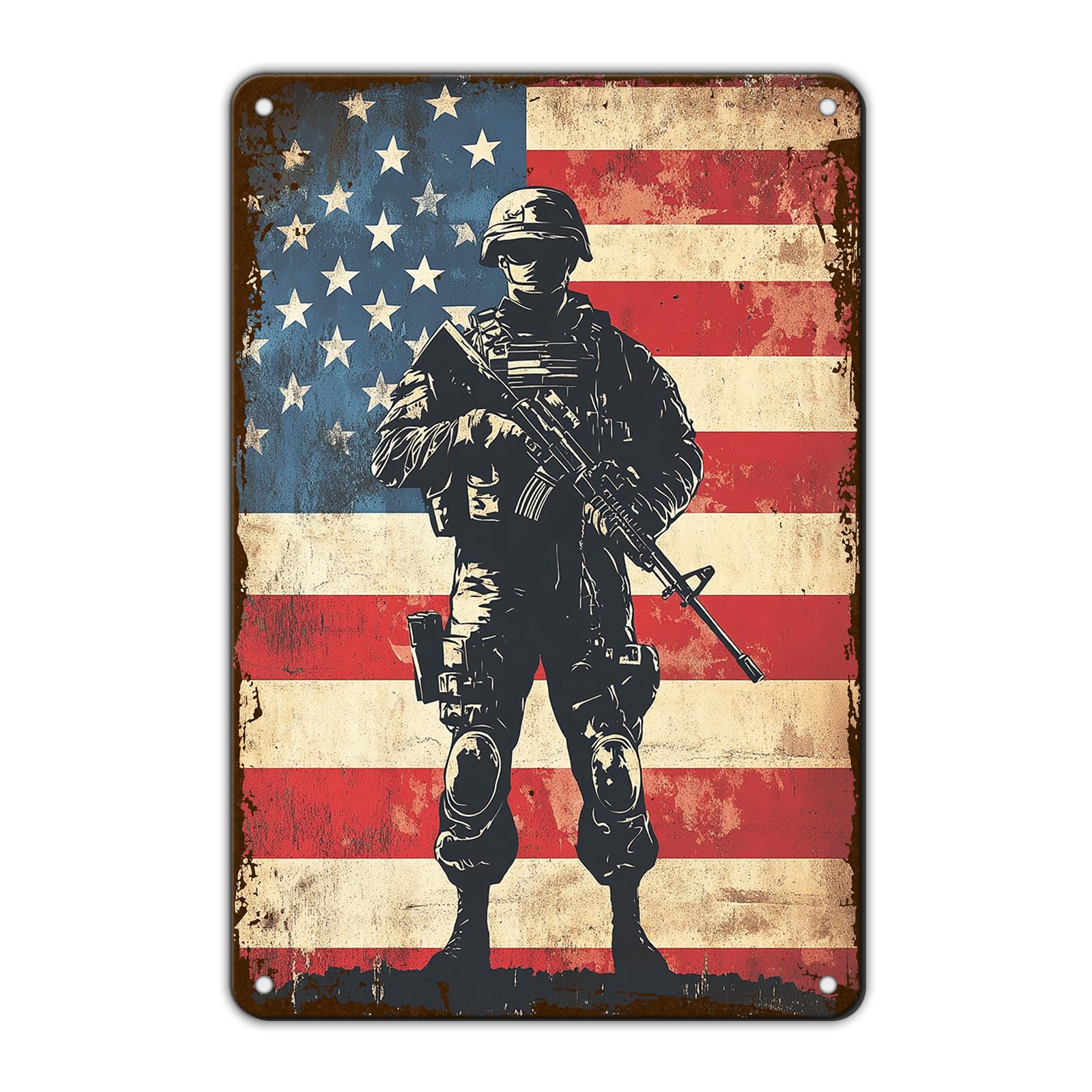 Patriotic Metal Tin Sign Funny American Patriotic Man Tin Sign American Flag Sign 4th of July Vintage Metal Poster Wall Decor for Man Cave Bar Party Garage Outdoor 8x12 Inch