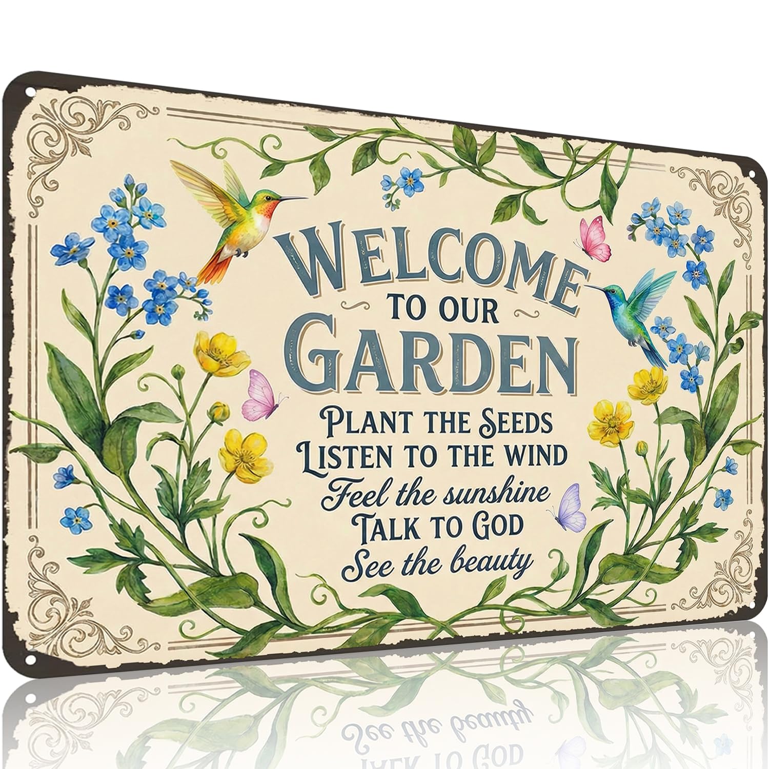 Crazysign Gardening Gifts Fairy Enchanted This Area Vintage Tin Sign Magic Whimsical Wall Art for Garden Porch Patio Greenhouse Yard Decor 8x12 inch (26046)