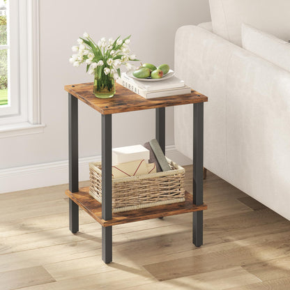 TUTOTAK End Table, Set of 2, Side Table, Nightstand, 2-Tier Storage Shelf, Sofa Table for Small Space, Living Room, Bed Room TB01BK035