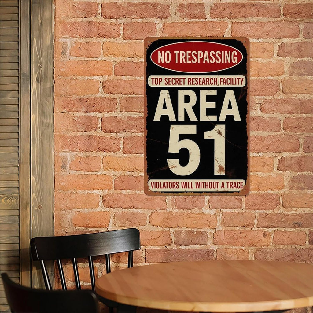 Area 51 Tin Sign Aluminum Metal Sign Posters 8x12 Inch For Living Room Bedroom Bathroom Decoration