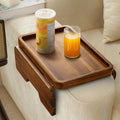 HOLANA 15.75" Acacia Couch Armrest Table - Wood Couch Arm Tray with Phone Holder – Sofa Side Table, Armchair Caddy, Sofa Arm Table for Home Sofa Living Room (Walnut)