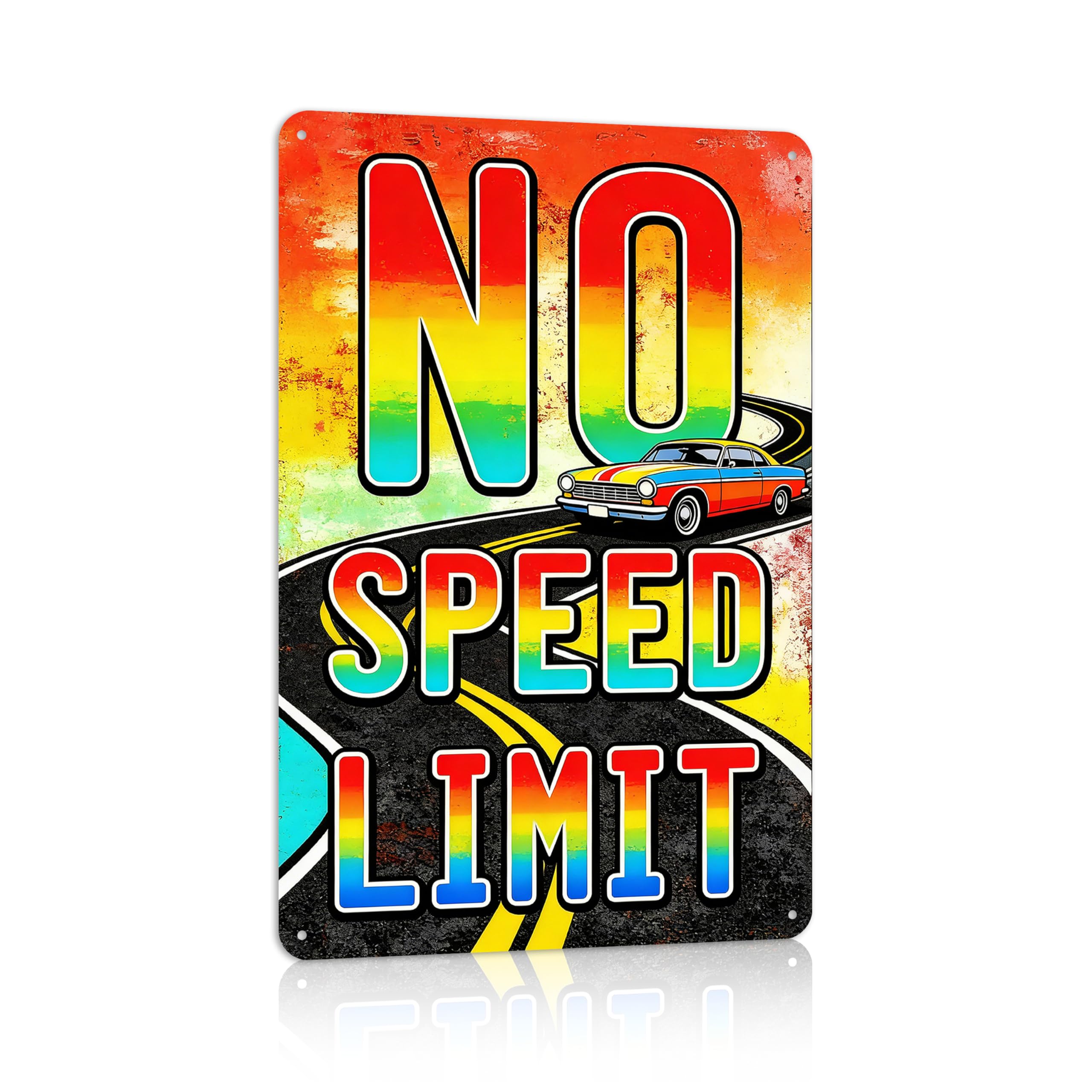 Vintage No Speed Limit Wall Decor Metal Sign Tin Signs for Man Cave Game Room Auto Shop for Men Car Lover,12x8 inch