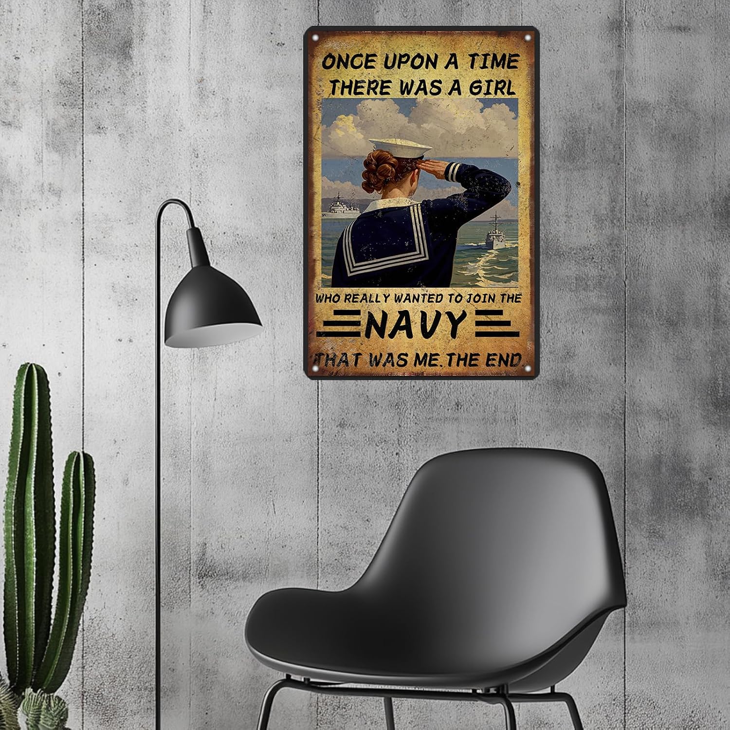 Vintage Navy Once Upon A Time There Was A Girl Who Really Wanted To Join The Navy Metal Tin Sign 12x8 Inch Home Wall Decor