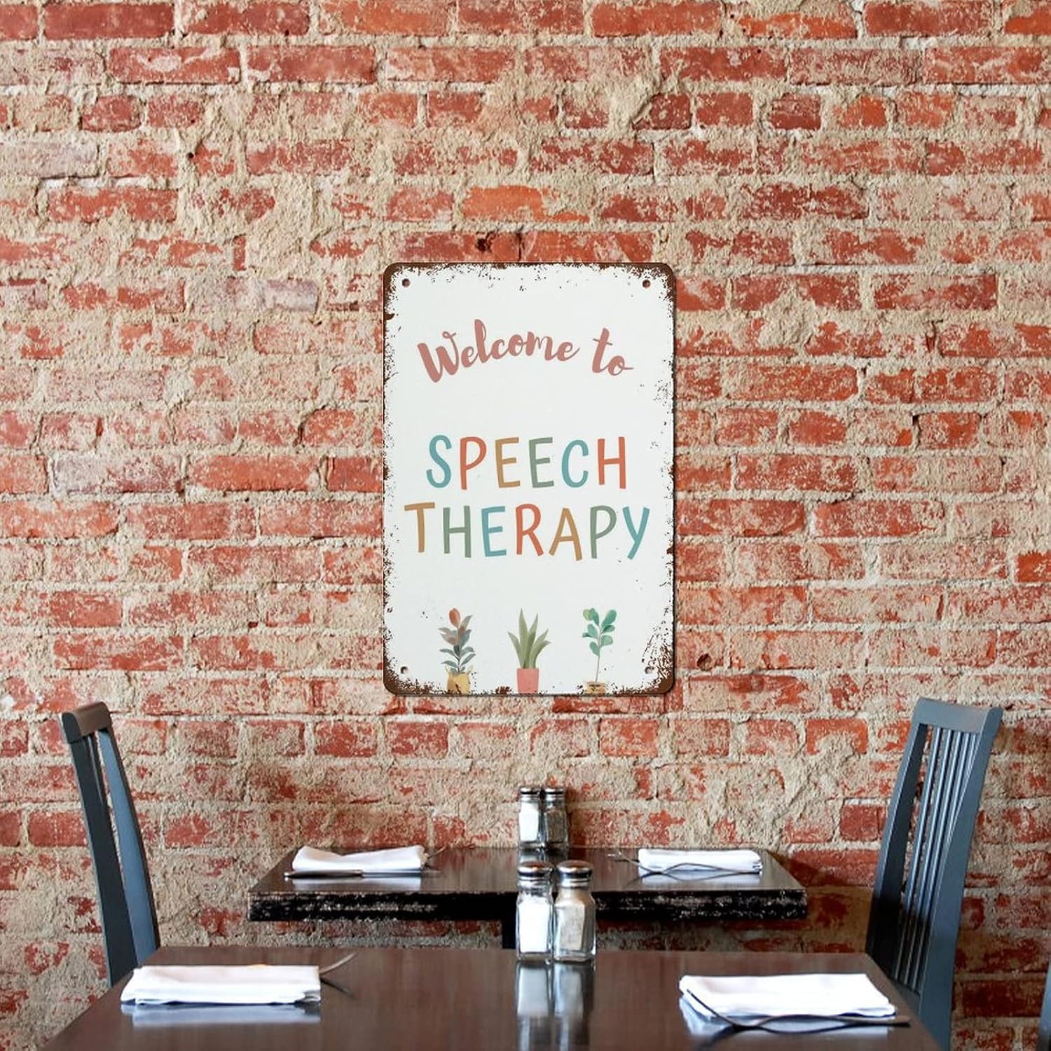 Vintage Funny Wall Decor Sign - Welcome to Speech Poster - Therapy Room Decor - 12x8 Inch for Room, Cafe, Restaurant, Office, Bar, Club, Garage