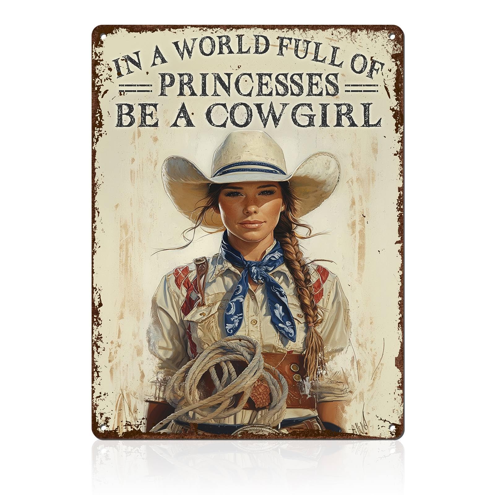 Western Wanted Tin Sign Vintage Metal Poster Rustic Wall Decor Cowgirl Pin Up Art Retro Iron Painting 8x12inch