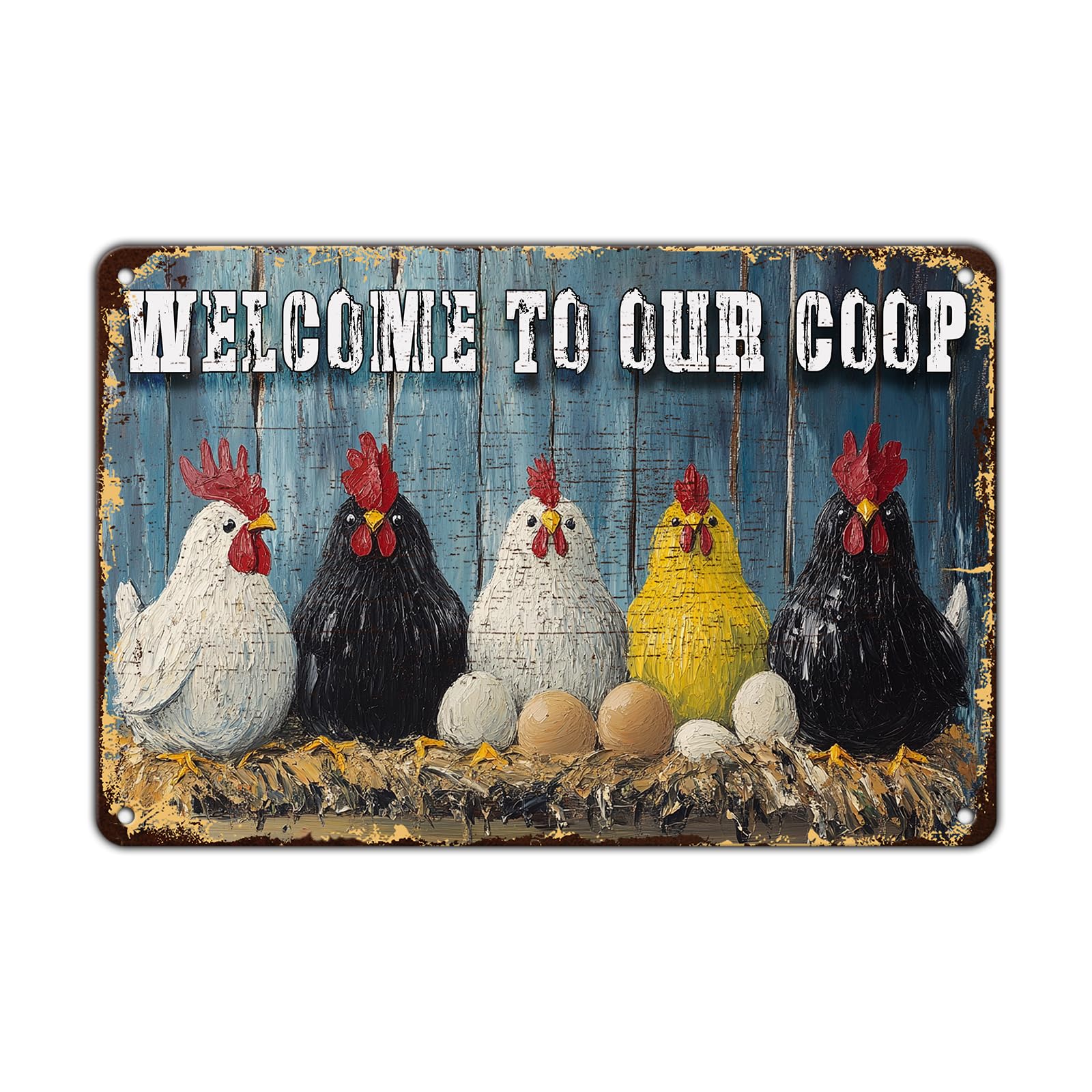 Funny Chicken Signs Welcome To My Kitchen Humorous Cartoon Rooster Cooking Aluminium Sign Metal Chicken Signs Decor Home Ktichen Farm Are Wall 12x8 Inch Vintage Chicken Signs Metal Tin Poster