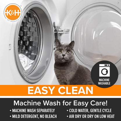 K&H PET PRODUCTS Self-Warming Cat Bed Pad, Self Heating Pad for Outdoor Cat Houses, Warming Mat for Indoor Pet Beds & Furniture, Reversible Blanket, Machine Washable - Small 21 X 17in Gray/ Black
