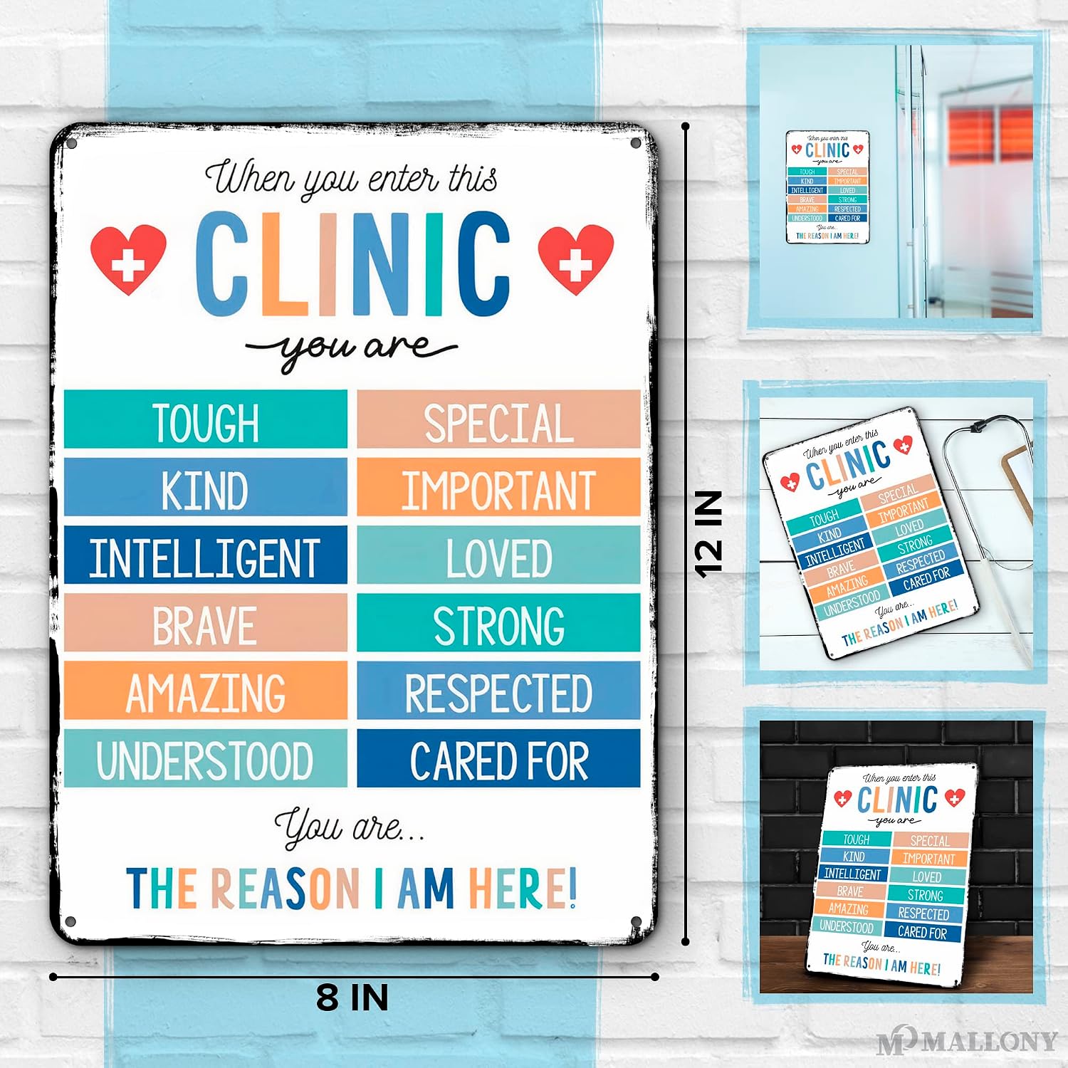 Mental Health Posters for Office When You Enter Clinic - Motivational Wall Art Office, Durable 12x8" Metal Tin Sign Room and Hall Wall Decor, Easy to Install & Non-Fade Colors, Health Class Posters