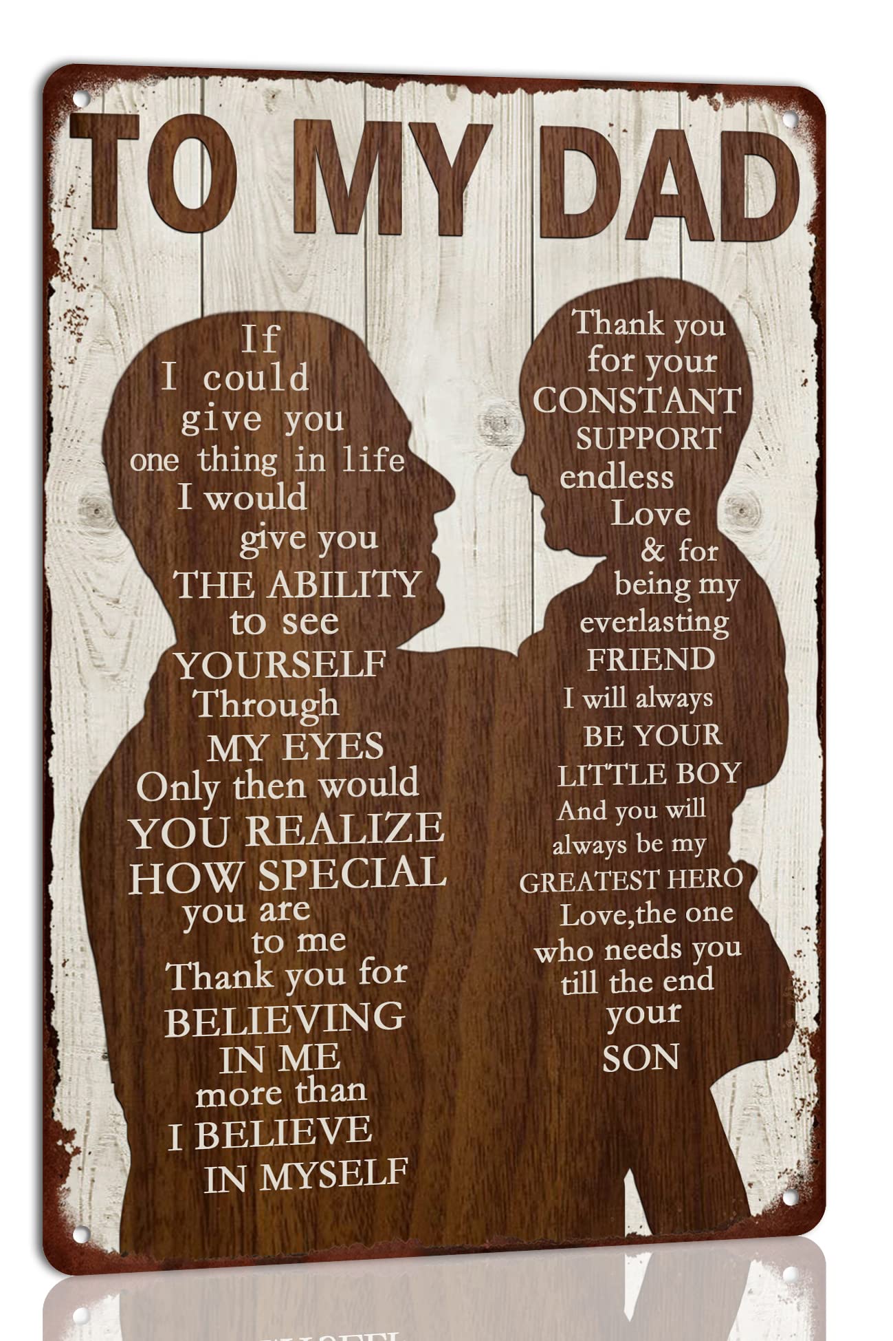 To My Dad Metal Sign Father's Day Tin Sign Vintage Home Wall Decor Signs Birthday Gift For Dad From Son For Man Cave 8x12 Inch
