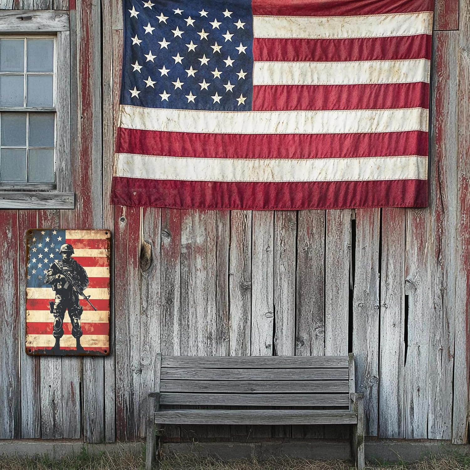 Patriotic Metal Tin Sign Funny American Patriotic Man Tin Sign American Flag Sign 4th of July Vintage Metal Poster Wall Decor for Man Cave Bar Party Garage Outdoor 8x12 Inch
