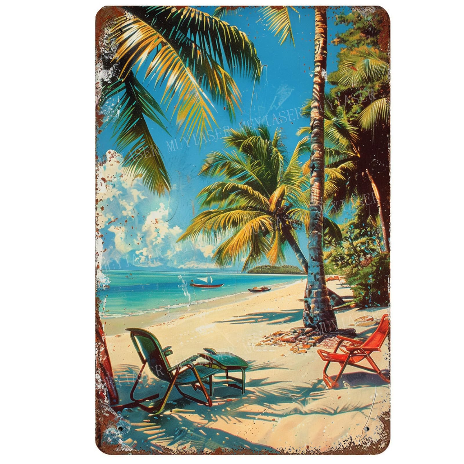 Metal Signs Vintage Beach Decor Retro Aluminum Tin Sign for Beach Kitchen Office Home Bar Cafe Decor 8x12 Inch