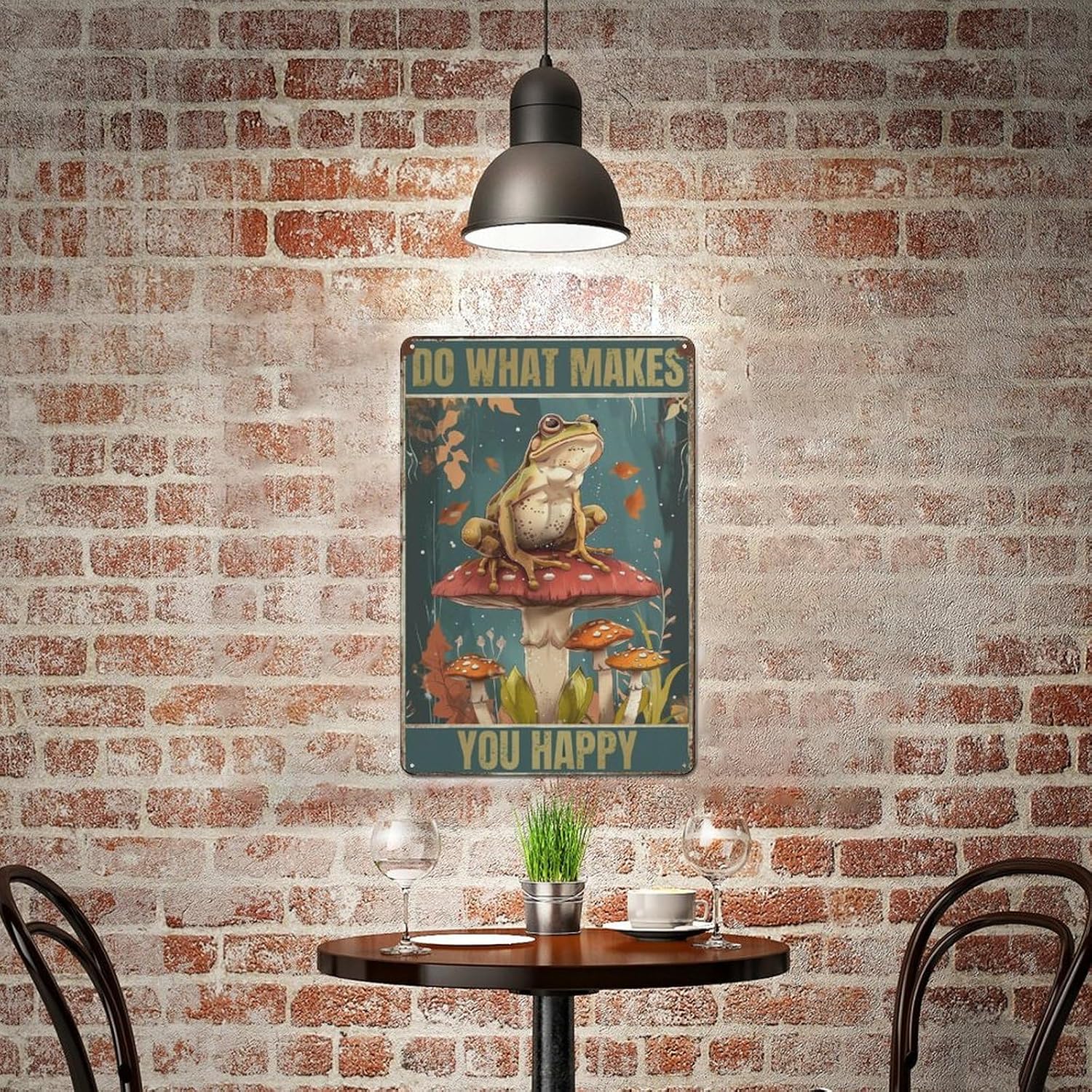 Vintage Tin Signs Funny Frog Mushroom Gifts Do What Makes You Happy Tin Sign Small House Decor Hippie Cute Room Cottagecore Decor Nature Whimsical Mushroom Stuff Wall Decor 8 x 12 inches