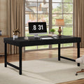 Tribesigns 55" Industrial Executive Desk for Home Office, Rustic Simple Computer Laptop Desk with Strong Metal Legs, Study Writing Table Business Workstation, Small Conference Table Black