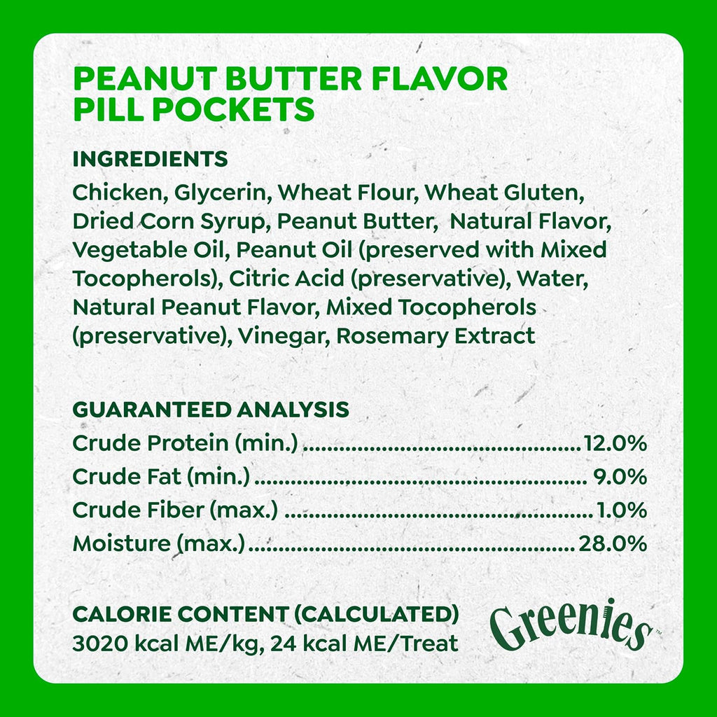 Greenies Pill Pockets for Dogs Large Size, Dog Treat Pouch for Capsule Medication, Peanut Butter Flavor, 15.8 oz. Pouch