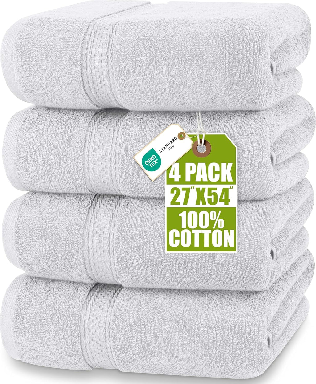 Utopia Towels 4 Pack Premium Bath Towels Set, 27 by 54 Inches, 100% Ring Spun Cotton 600GSM, Lightweight and Highly Absorbent Quick Drying Towels, Perfect for Daily Use, Dark Brown