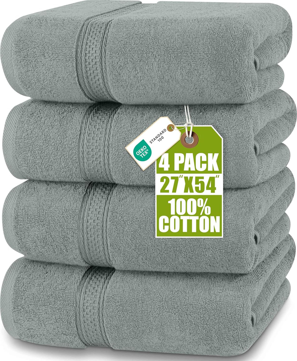 Utopia Towels 4 Pack Premium Bath Towels Set, 27 by 54 Inches, 100% Ring Spun Cotton 600GSM, Lightweight and Highly Absorbent Quick Drying Towels, Perfect for Daily Use, Dark Brown