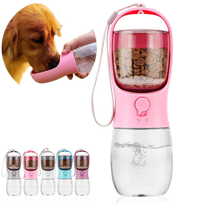 Dog Water Bottle with Food Container, Portable Leak Proof Pet Water Dispenser for Walking Hiking Travel, Puppy Essentials Accessories for Small Large Dogs, Dog Gifts (10oz/15oz/19oz)