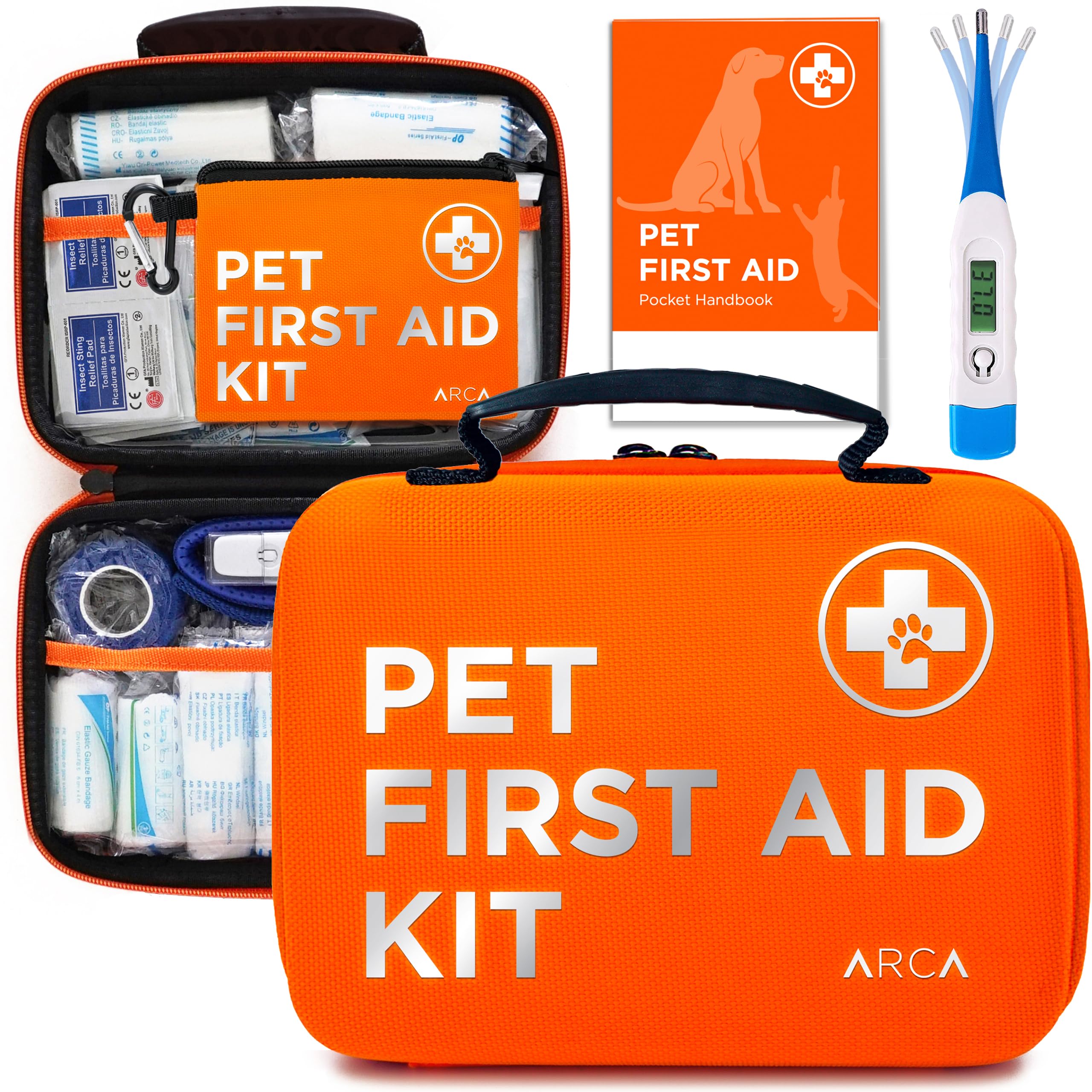 ARCA PET Dog First Aid Kit - Pet Emergency Kit - Water Resistant High Visibility Reflective First Aid Pouch Dog Camping Essentials for Hiking, Backpacking, Sports, Hunting