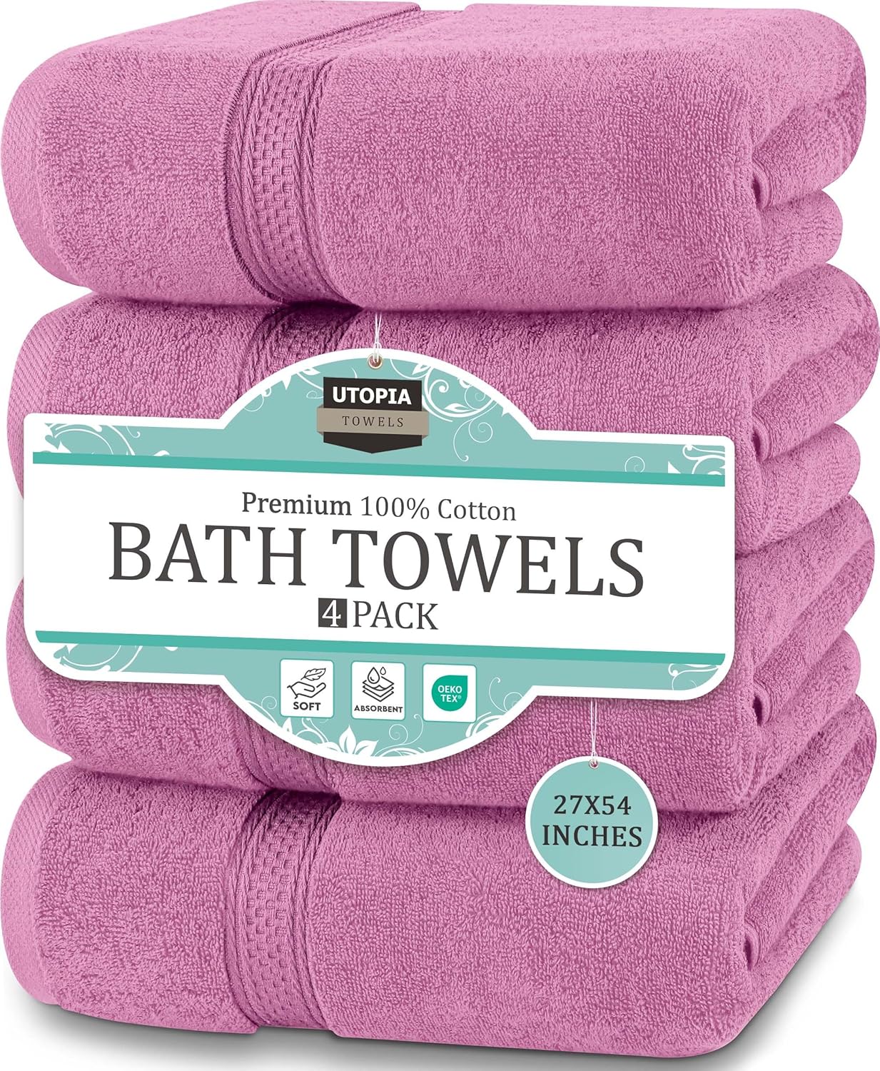 Utopia Towels 4 Pack Premium Bath Towels Set, 27 by 54 Inches, 100% Ring Spun Cotton 600GSM, Lightweight and Highly Absorbent Quick Drying Towels, Perfect for Daily Use, Dark Brown