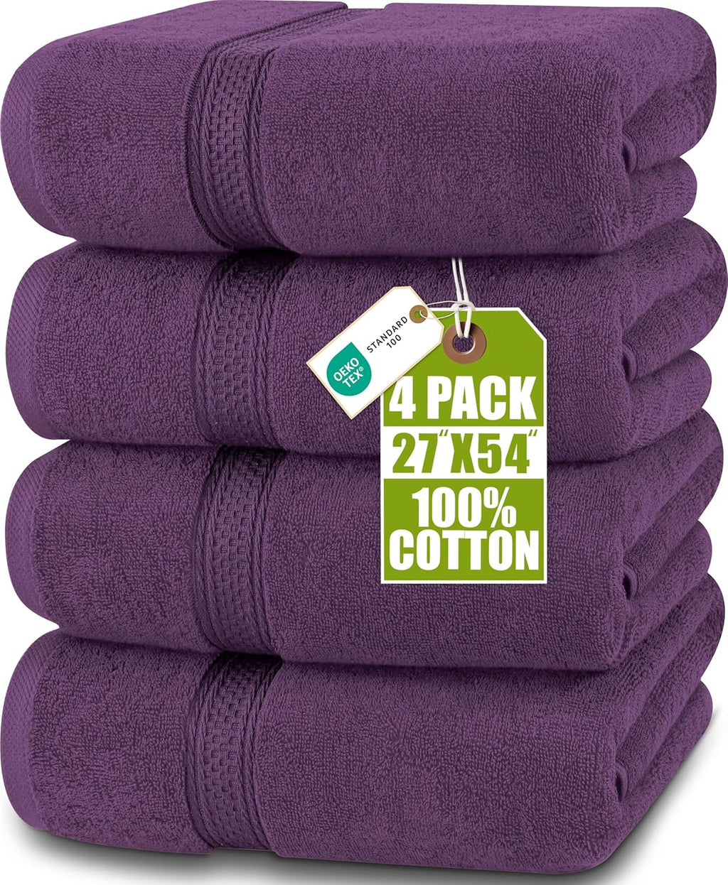 Utopia Towels 4 Pack Premium Bath Towels Set, 27 by 54 Inches, 100% Ring Spun Cotton 600GSM, Lightweight and Highly Absorbent Quick Drying Towels, Perfect for Daily Use, Dark Brown