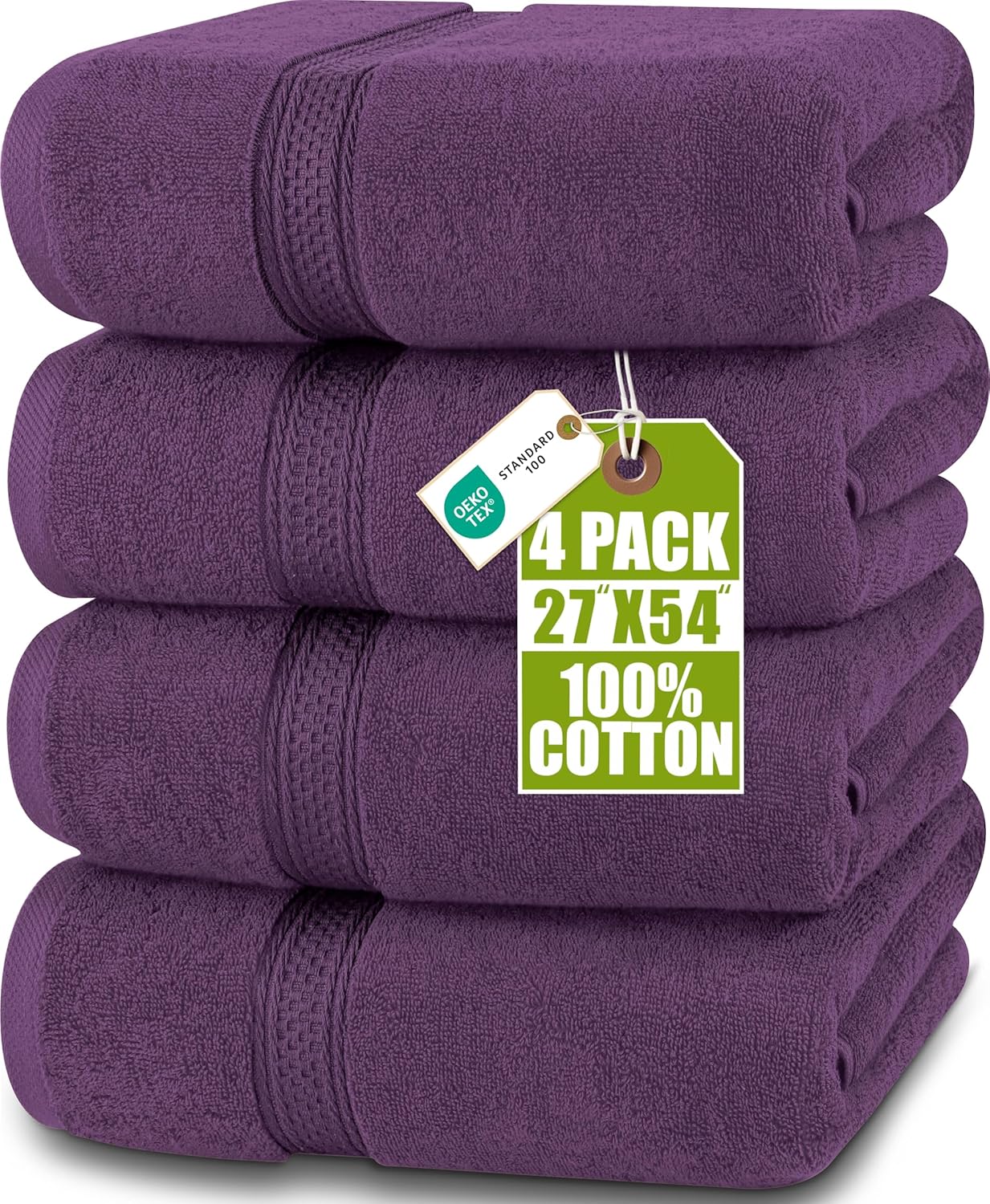 Utopia Towels 4 Pack Premium Bath Towels Set, 27 by 54 Inches, 100% Ring Spun Cotton 600GSM, Lightweight and Highly Absorbent Quick Drying Towels, Perfect for Daily Use, Dark Brown