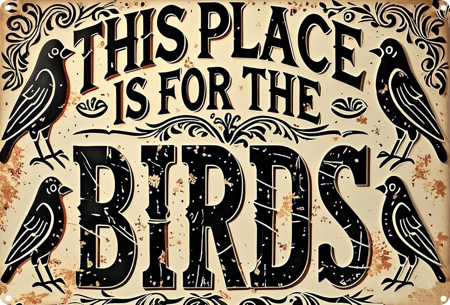 Vintage Tin This Place Is For The Birds Sign Retro Metal Sign Suitable For Home Street Shop Garage Bar Farm Garden - Multi-Purpose For Indoor/Outdoor Use Plaque 8x12 Inch