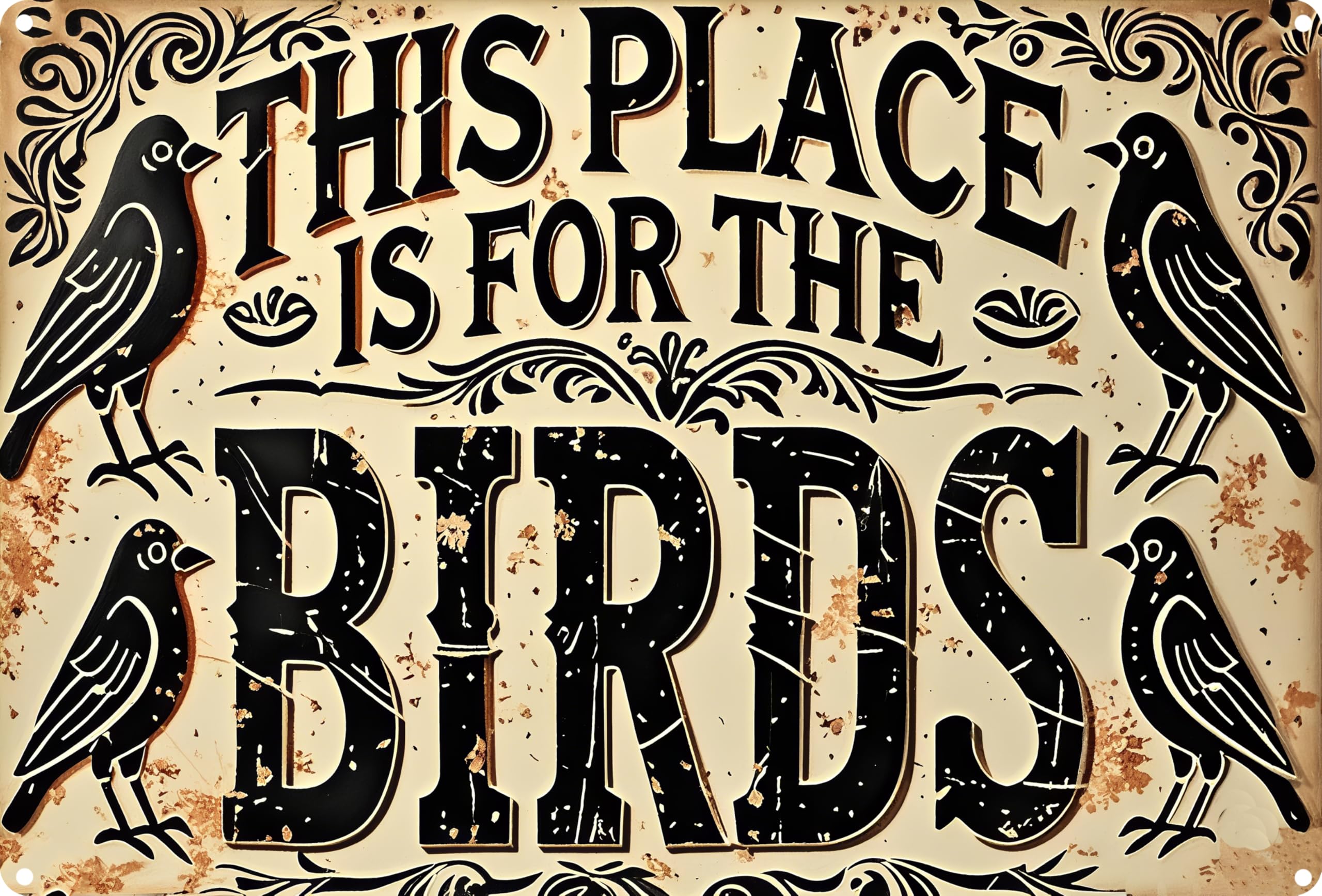 Vintage Tin This Place Is For The Birds Sign Retro Metal Sign Suitable For Home Street Shop Garage Bar Farm Garden - Multi-Purpose For Indoor/Outdoor Use Plaque 8x12 Inch