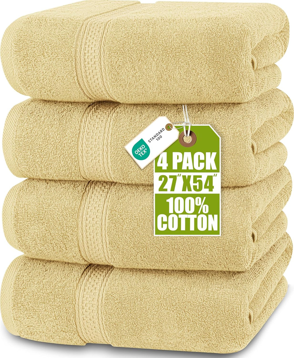 Utopia Towels 4 Pack Premium Bath Towels Set, 27 by 54 Inches, 100% Ring Spun Cotton 600GSM, Lightweight and Highly Absorbent Quick Drying Towels, Perfect for Daily Use, Dark Brown