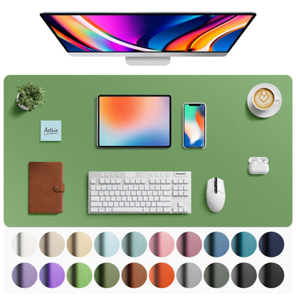 Aothia Non-Slip Waterproof PU Leather Desk Pad Protector for Mouse, Writing Desk, Office, Home, Laptop Blotter, 23.6" x 13.7", Black