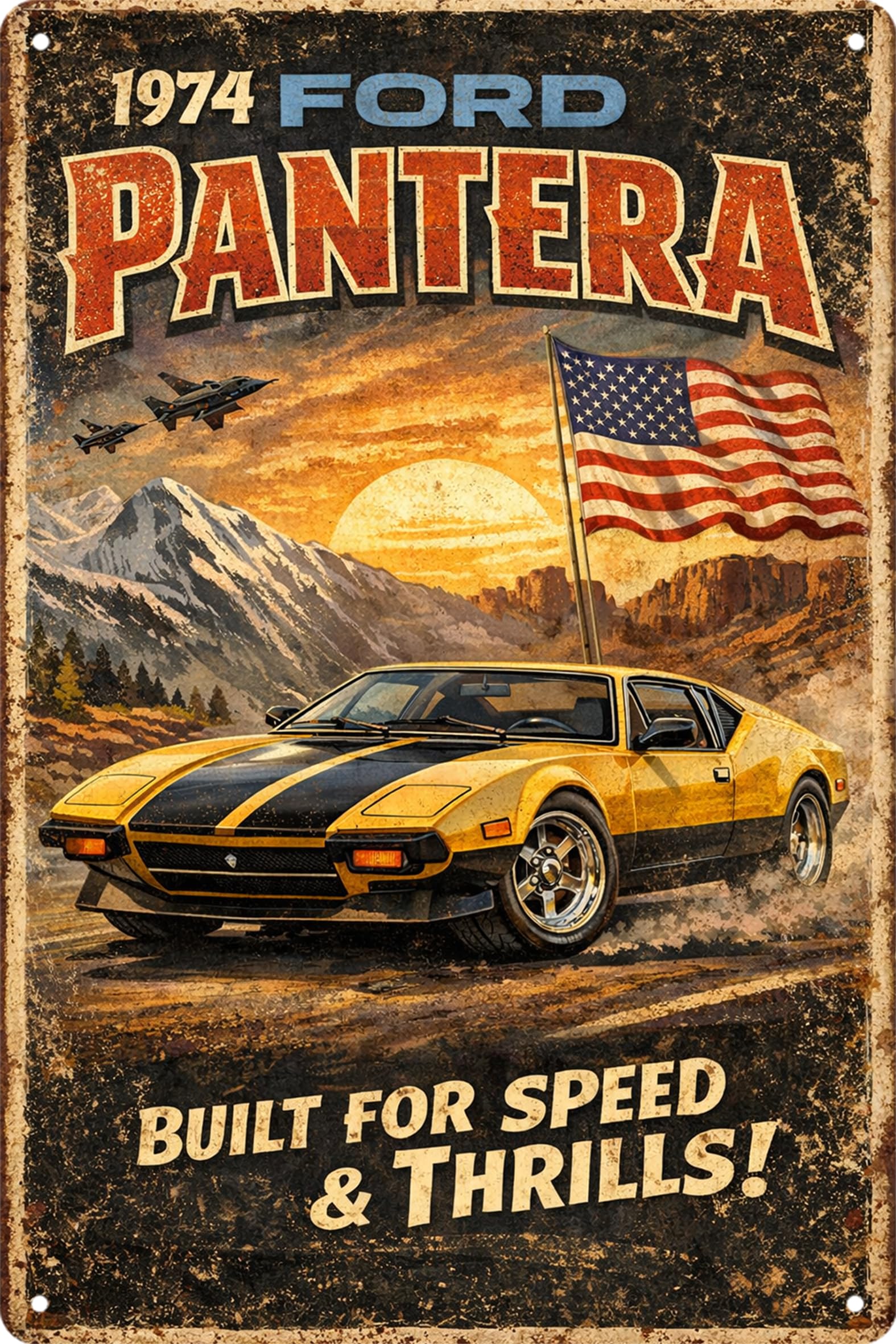 Vintage Car Sign Retro Sports Car Metal Tin Signs, Tin Sign Car for Garage Decor, Classic Car Decor Early American Metal Garage Sign for Man Cave, 8x12 Inch (REO model 10-S)