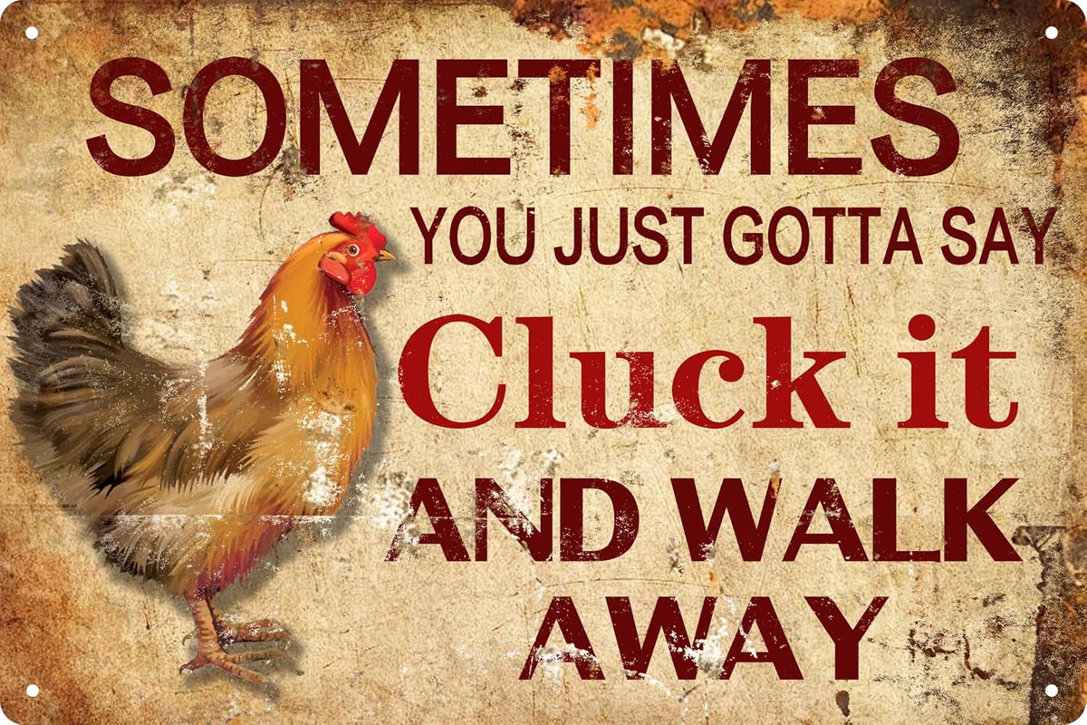 Chicken Cluck It Funny Metal Tin Sign Novelty Home Room Decor Wall Decor Bathroom Bar Cafe Garage Farmhouse Decor 8x12 in