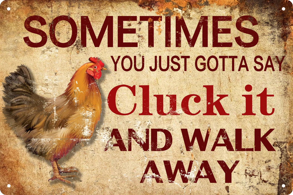 Chicken Cluck It Funny Metal Tin Sign Novelty Home Room Decor Wall Decor Bathroom Bar Cafe Garage Farmhouse Decor 8x12 in
